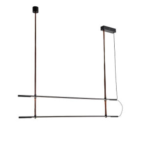 ΦΩΤΙΣΤΙΚΟ ΚΡΕΜΑΣΤΟ ΜΕΤΑΛΛΟ-ΔΕΡΜΑ LED 2x22W 3150Lm 3000K 1400X60X1200mm ΜΑΥΡΟ ARTE ILLUMINA LINEA