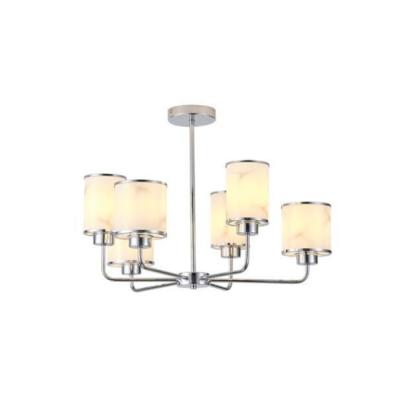 ΦΩΤΙΣΤΙΚΟ ΚΡΕΜΑΣΤΟ ΜΕΤΑΛΛΟ-ΓΥΑΛΙ 6ΦΩΤΟ 6ΧE27 Max15w Φ680mm ΑΣΗΜΙ ARTE ILLUMINA MARBELINE