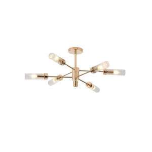 ΦΩΤΙΣΤΙΚΟ ΚΡΕΜΑΣΤΟ ΜΕΤΑΛΛΟ-ΓΥΑΛΙ 6ΦΩΤΟ 6XE14 MAX 8W Φ830X330mm ΓΑΛΛΙΚΟ ΧΡΥΣΟ ARTE ILLUMINA VINY