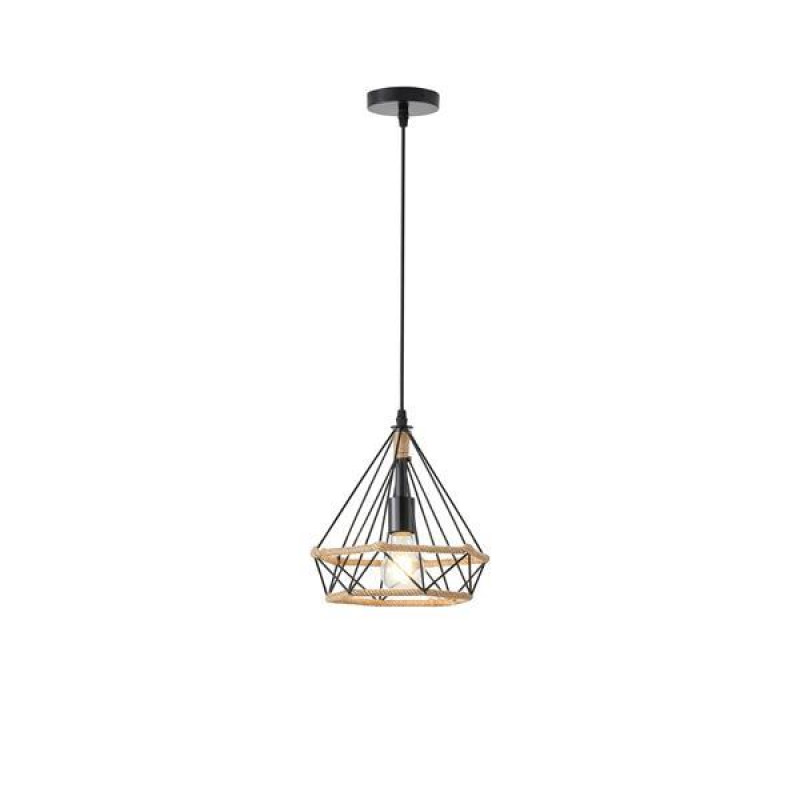 ΦΩΤΙΣΤΙΚΟ ΚΡΕΜΑΣΤΟ ΣΧΟΙΝΙ-ΜΕΤΑΛΛΟ ΜΟΝΟΦΩΤΟ Ε27 Max15w 250X250X1320 ΜΑΥΡΟ-ΧΑΚΙ ARTE ILLUMINA FLARE