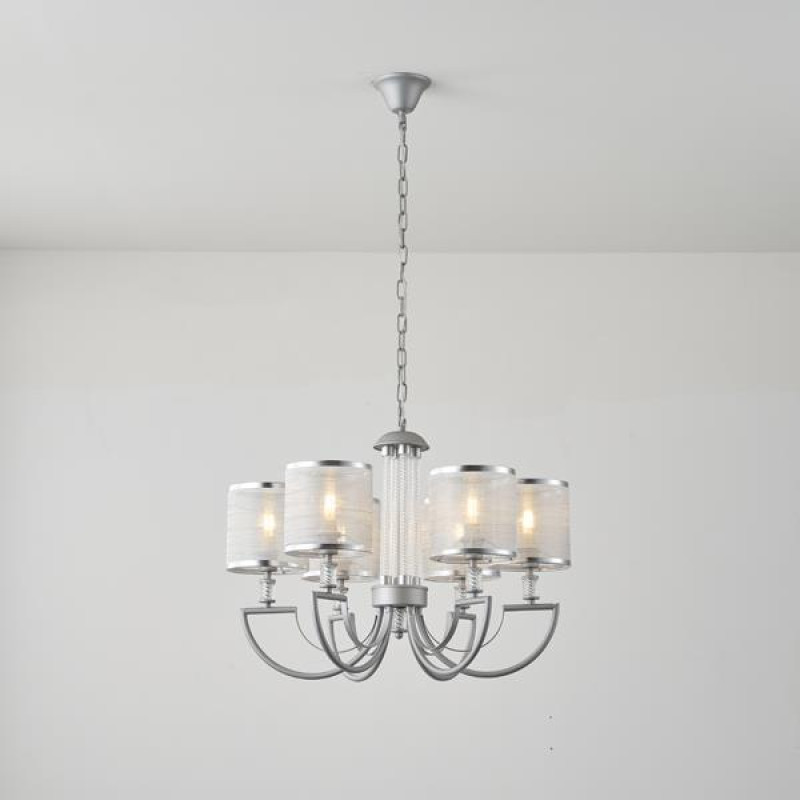 ΦΩΤΙΣΤΙΚΟ ΚΡΕΜΑΣΤΟ ΜΕΤΑΛΛΟ-ΥΦΑΣΜΑ 6ΦΩΤΟ 6XE27 Max15w 450X630mm ARTE ILLUMINA NOBLE