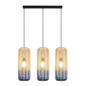 ΦΩΤΙΣΤΙΚΟ ΚΡΕΜΑΣΤΟ 3ΦΩΤΟ Ε27 L1000XH1200 RATTAN ΛΕΥΚΟ ΓΑΛΑΖΙΟ ARTE ILLUMINA KAI