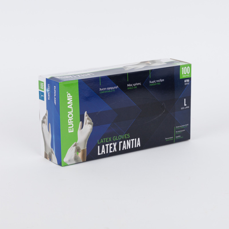 ΓΑΝΤΙΑ LATEX ΜΙΑΣ ΧΡΗΣΗΣ ΧΩΡΙΣ ΠΟΥΔΡΑ ΜΕΓΕΘΟΣ LARGE 100ΤΕΜ