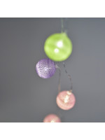 ΣΕΙΡΑ, 10 LED 5mm, ΚΙΤΡΙΝΕΣ, ΡΟΖ & ΜΩΒ ΥΦΑΣΜΑΤΙΝΕΣ ΜΠΑΛΕΣ 4cm, ΜΠΑΤΑΡΙΑΣ 2xAA, ΧΡΟΝΟΔΙΑΚΟΠΤΗ, ΔΙΑΦΑΝΟ PVC ΚΑΛΩΔΙΟ, ΘΕΡΜΟ ΛΕΥΚΟ LED ΑΝΑ 15cm, ΠΡΟΕΚΤΑΣΗ ΠΑΡΟΧΗΣ 30cm, IP20