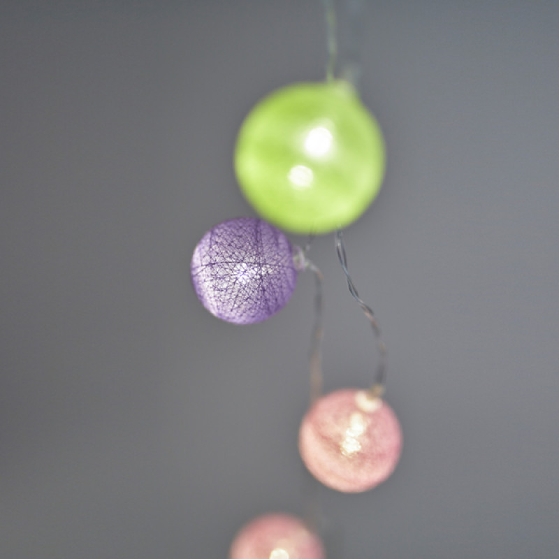 ΣΕΙΡΑ, 10 LED 5mm, ΚΙΤΡΙΝΕΣ, ΡΟΖ & ΜΩΒ ΥΦΑΣΜΑΤΙΝΕΣ ΜΠΑΛΕΣ 4cm, ΜΠΑΤΑΡΙΑΣ 2xAA, ΧΡΟΝΟΔΙΑΚΟΠΤΗ, ΔΙΑΦΑΝΟ PVC ΚΑΛΩΔΙΟ, ΘΕΡΜΟ ΛΕΥΚΟ LED ΑΝΑ 15cm, ΠΡΟΕΚΤΑΣΗ ΠΑΡΟΧΗΣ 30cm, IP20