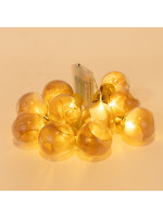 ΣΕΙΡΑ, 10 LED 5mm, ΔΙΑΚΟΣΜΗΤΙΚEΣ ΜΠΑΛΕΣ ΜΕ ΡΟΖ ΧΡΥΣΟ ΥΦΑΣΜΑ, ΜΠΑΤΑΡΙΑΣ 3ΧΑΑ, ΧΡΟΝΟΔΙΑΚΟΠΤΗ, ΘΕΡΜΟ ΛΕΥΚΟ LED ΑΝΑ 15cm,  ΔΙΑΦΑΝΟ PVC ΚΑΛΩΔΙΟ, ΠΡΟΕΚΤΑΣΗ ΠΑΡΟΧΗΣ 30cm, IP20