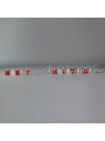 ΣΕΙΡΑ, 14 LED 5mm, 'MERRY CHRISTMAS' ΜΕ ΚΟΚΚΙΝΑ & ΑΣΠΡΑ ΓΡΑΜΜΑΤΑ, ΜΠΑΤΑΡΙΑΣ 2xAA, TIMER,  ΔΙΑΦΑΝΟ PVC ΚΑΛΩΔΙΟ, ΘΕΡΜΟ ΛΕΥΚΟ LED ΑΝΑ 8cm, ΠΡΟΕΚΤΑΣΗ ΠΑΡΟΧΗΣ 30cm, IP20