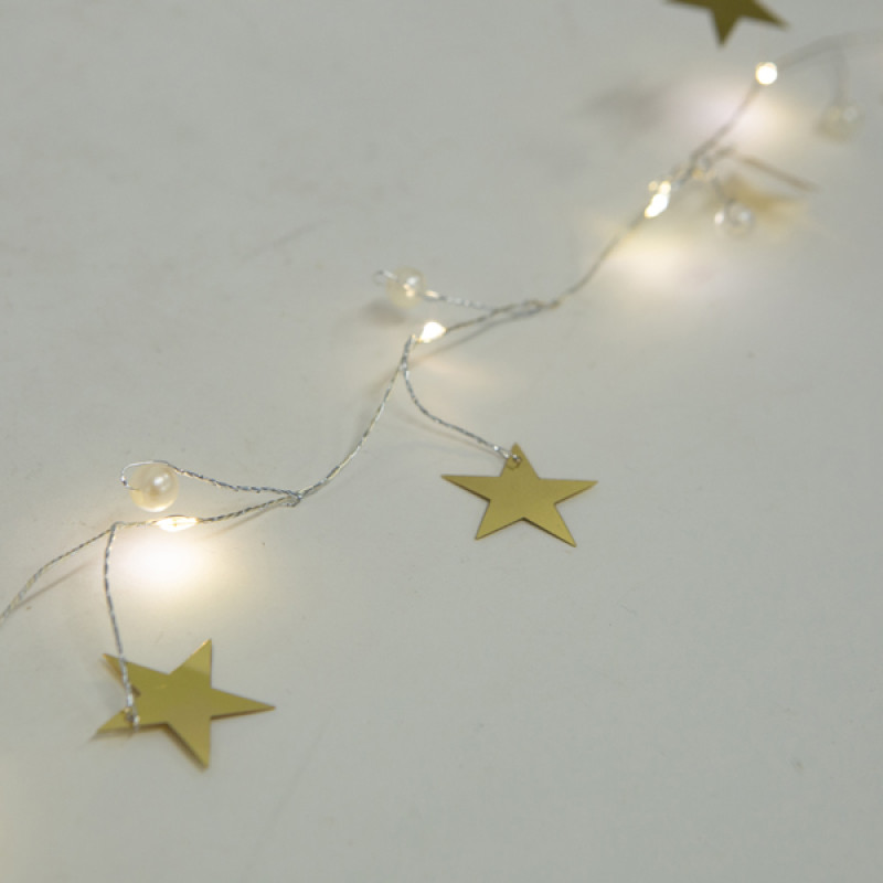 ΣΕΙΡΑ, 20 MINI LED, ΔΙΑΚΟΣΜΗΤΙΚΑ ΑΣΤΕΡΙΑ & ΠΕΡΛΕΣ, ΜΠΑΤΑΡΙΑΣ 3xΑΑ, ΧΡΟΝΟΔΙΑΚΟΠΤΗ, ΑΣΗΜΙ ΧΑΛΚΙΝΟ ΚΑΛΩΔΙΟ, ΘΕΡΜΟ ΛΕΥΚΟ LED ΑΝΑ 7.5cm, ΠΡΟΕΚΤΑΣΗ ΠΑΡΟΧΗΣ 30cm, IP20