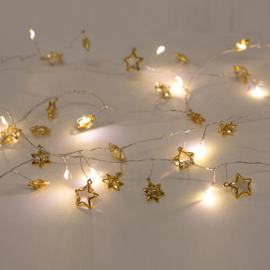 ΣΕΙΡΑ, 20 MINI LED, ΔΙΑΚΟΣΜΗΤΙΚΑ ΑΣΤΕΡΙΑ, ΜΠΑΤΑΡΙΑΣ 3xΑΑ, ΧΡΟΝΟΔΙΑΚΟΠΤΗ, ΑΣΗΜΙ ΧΑΛΚΙΝΟ ΚΑΛΩΔΙΟ, ΘΕΡΜΟ ΛΕΥΚΟ LED ΑΝΑ 10cm, ΠΡΟΕΚΤΑΣΗ ΠΑΡΟΧΗΣ 30cm, IP20