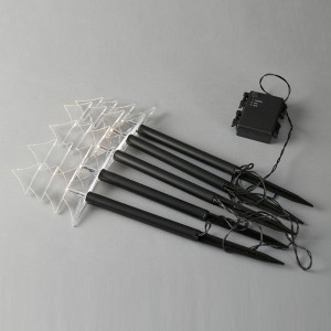 ΣΕΙΡΑ, 5 LED 3mm, 5 ΔΕΝΤΡΑ ΜΕ ΡΑΒΔΙ ΓΙΑ ΕΔΑΦΟΣ 37cm, ΗΛΙΑΚΟ ΣΥΛΛΕΚΤΗ ΜΕ ΑΙΣΘΗΤΗΡΑ ΦΩΤΟΣ, ΜΑΥΡΟ PVC ΚΑΛΩΔΙΟ, ΘΕΡΜΟ ΛΕΥΚΟ LED ΑΝΑ 35cm, ΠΡΟΕΚΤΑΣΗ ΠΑΡΟΧΗΣ 2m, IP44