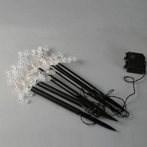 ΣΕΙΡΑ, 5 LED 3mm, 5 ΤΑΡΑΝΔΟΙ ΜΕ ΡΑΒΔΙ ΓΙΑ ΕΔΑΦΟΣ 37cm, ΗΛΙΑΚΟ ΣΥΛΛΕΚΤΗ ΜΕ ΑΙΣΘΗΤΗΡΑ ΦΩΤΟΣ, ΜΑΥΡΟ PVC ΚΑΛΩΔΙΟ, ΘΕΡΜΟ ΛΕΥΚΟ LED ΑΝΑ 35cm, ΠΡΟΕΚΤΑΣΗ ΠΑΡΟΧΗΣ 2m, IP44