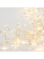 CLUSTER 2m, 120 MINI LED, ΠΕΡΛΕΣ, ΜΠΑΤΑΡΙΑΣ 3xAA, ΑΣΗΜΙ ΧΑΛΚΙΝΟ ΚΑΛΩΔΙΟ, ΘΕΡΜΟ ΛΕΥΚΟ LED, ΠΡΟΕΚΤΑΣΗ ΠΑΡΟΧΗΣ 50cm, IP20