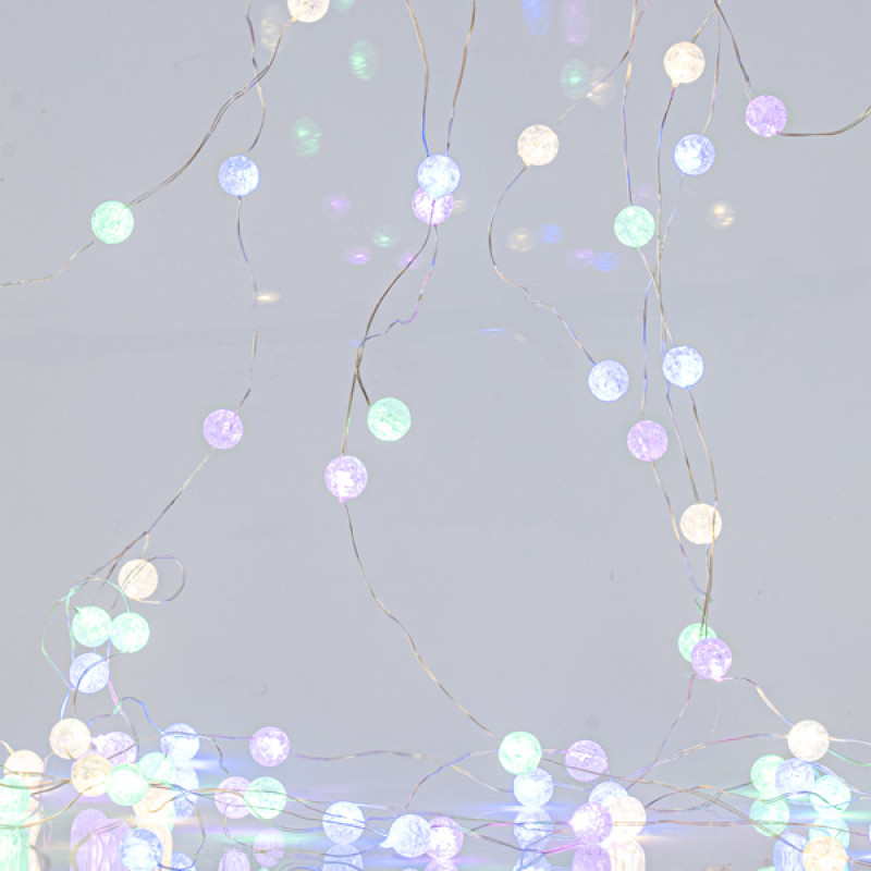 ΚΟΥΡΤΙΝΑ, 140 MINI LED, ΚΡΑΚΕΛΕ ΜΠΑΛΕΣ 1.3cm, 31V ΜΕΤΑΣΧΗΜΑΤΙΣΤΗ, 4 ΕΠΕΚΤΑΣΕΙΣ ΕΩΣ 3 ΣΕΤ, ΑΣΗΜΙ ΧΑΛΚΙΝΟ ΚΑΛΩΔΙΟ, ΧΡΩΜΑΤΙΣΤΟ LED (H150 x W100cm, 20 ΣΕΙΡΕΣ x 12 LED), ΠΡΟΕΚΤΑΣΗ ΠΑΡΟΧΗΣ 3m, IP44