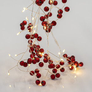 ΣΕΙΡΑ, 72 MINI LED, ΚΟΚΚΙΝΑ BERRIES 1.2cm, ΜΠΑΤΑΡΙΑΣ 3xAA, ΧΡΟΝΟΔΙΑΚΟΠΤΗ, ΑΣΗΜΙ ΧΑΛΚΙΝΟ ΚΑΛΩΔΙΟ, ΘΕΡΜΟ ΛΕΥΚΟ LED ΑΝΑ 10cm, ΠΡΟΕΚΤΑΣΗ ΠΑΡΟΧΗΣ 50cm, IP20