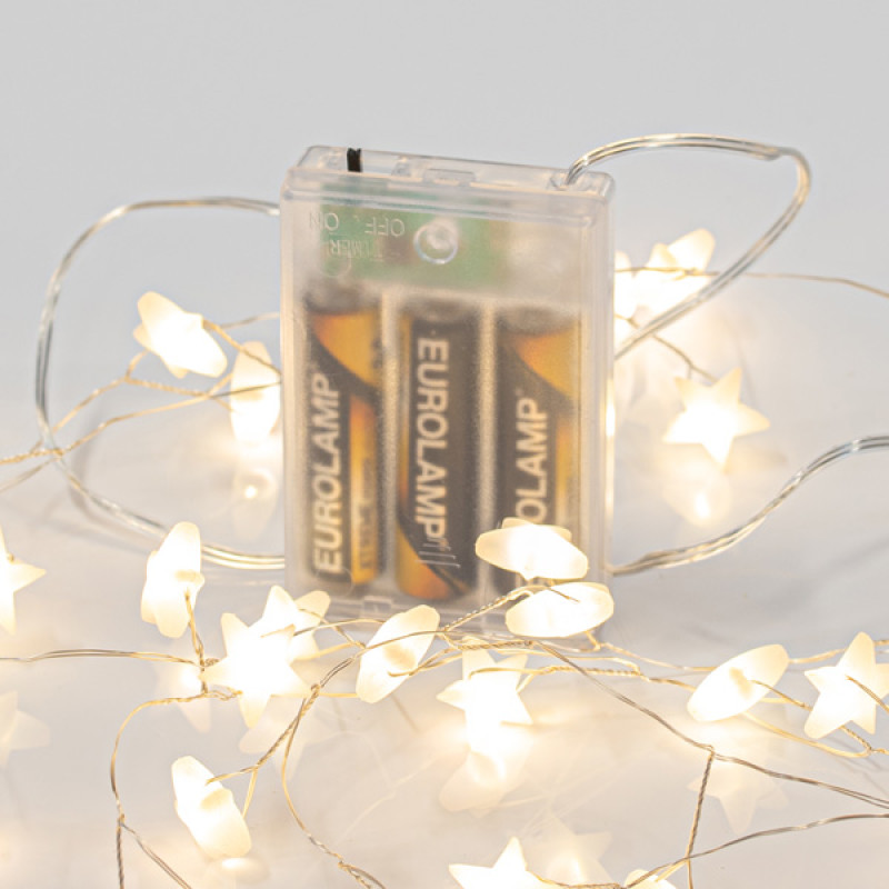 ΣΕΙΡΑ, 40 MINI LED, ΠΛΑΣΤΙΚΑ ΑΣΤΕΡΙΑ, ΜΠΑΤΑΡΙΑΣ 3xAA, ΧΡΟΝΟΔΙΑΚΟΠΤΗ, ΘΕΡΜΟ ΛΕΥΚΟ LED ΑΝΑ 3.5cm, ΠΡΟΕΚΤΑΣΗ ΠΑΡΟΧΗΣ 50cm, IP20