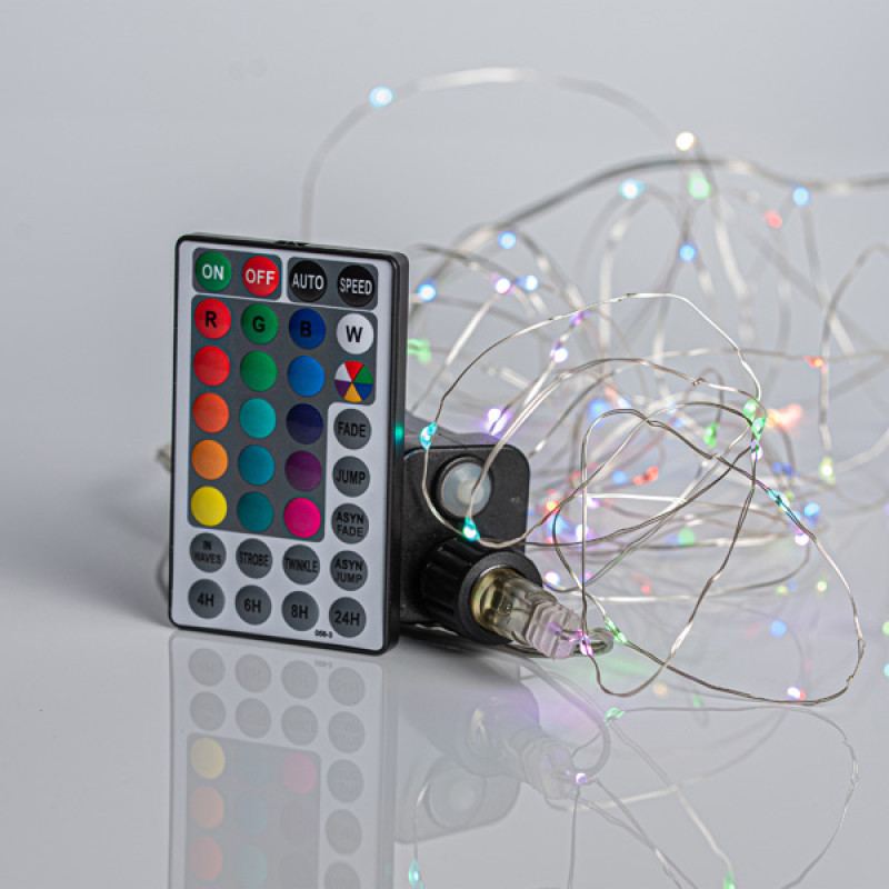 ΣΕΙΡΑ, 100 ELECTRODELESS ΜΙΝΙ LED, ΜΕΤΑΣΧΗΜΑΤΙΣΤΗ, ΤΗΛΕΧΕΙΡΙΣΤΗΡΙΟ (M/F, ON/OFF, TIMER), ΑΣΗΜΙ ΧΑΛΚΙΝΟ ΚΑΛΩΔΙΟ, SYNCHRONIZE RGB LED ANA 10cm, ΠΡΟΕΚΤΑΣΗ ΠΑΡΟΧΗΣ 5m, ΙΡ44