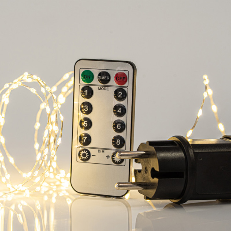 ΣΕΙΡΑ, 300 MINI LED, ΜΕΤΑΣΧΗΜΑΤΙΣΤΗ, ΤΗΛΕΧΕΙΡΙΣΤΗΡΙΟ (ON/OFF, TIMER, DIMMER), ΑΣΗΜΙ ΧΑΛΚΙΝΟ ΚΑΛΩΔΙΟ, ΘΕΡΜΟ ΛΕΥΚΟ LED ANA 1,5cm, ΠΡΟΕΚΤΑΣΗ ΠΑΡΟΧΗΣ 3m, ΙΡ44