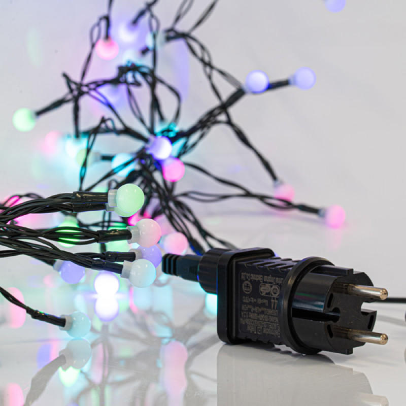 ΣΕΙΡΑ, 40 LED 5mm, 4.5V ΜΕΤΑΣΧΗΜΑΤΙΣΤΗ, ΛΕΥΚΕΣ ΜΠΑΛΕΣ Φ1.20cm, ΣΤΑΘΕΡΟ, ΠΡΑΣΙΝΟ PVC ΚΑΛΩΔΙΟ, MULTI LED ΑΝΑ 10cm, ΠΡΟΕΚΤΑΣΗ ΠΑΡΟΧΗΣ 3m, IP44