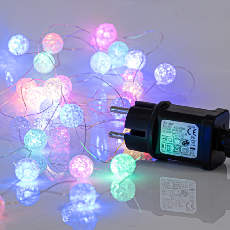 ΣΕΙΡΑ, 100 MINI LED, ΑΚΡΥΛΙΚΕΣ ΜΠΑΛΙΤΣΕΣ Φ2cm, 4.5V ΜΕΤΑΣΧΗΜΑΤΙΣΤΗ, ΣΤΑΘΕΡΟ, ΑΣΗΜΙ ΧΑΛΚΙΝΟ ΚΑΛΩΔΙΟ, ΟPAL ΧΡΩΜΑΤΙΣΤΟ LED ΑΝΑ 5cm, ΠΡΟΕΚΤΑΣΗ ΠΑΡΟΧΗΣ 3m, IP44