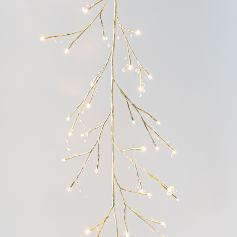 ΦΩΤΙΖΟΜΕΝΟ ΚΛΑΔΙ ΜΕ ΚΡΥΣΤΑΛΛΑΚΙΑ, 60 ΘΕΡΜΑ ΛΕΥΚΑ LED, ΣΑΜΠΑΝΙ, ΜΠΑΤΑΡΙΑΣ, ΜΕ TIMER, 150cm