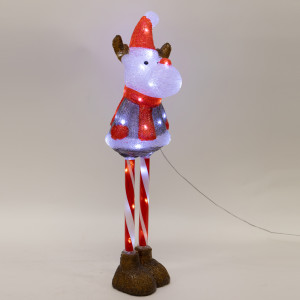 ΑΚΡΥΛΙΚΟ ΕΛΑΦΑΚΙ ME ΠΟΔΙΑ CANDY, 3,5V ΜΕΤΑΣΧΗΜΑΤΙΣΤΗ, 35 ΛΕΥΚΑ LED, ΠΡΟΕΚΤΑΣΗ ΠΑΡΟΧΗΣ 5m, 20x22x70cm, IP44