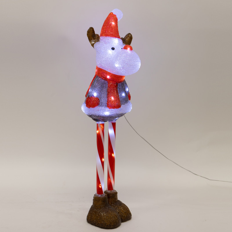 ΑΚΡΥΛΙΚΟ ΕΛΑΦΑΚΙ ME ΠΟΔΙΑ CANDY, 3,5V ΜΕΤΑΣΧΗΜΑΤΙΣΤΗ, 35 ΛΕΥΚΑ LED, ΠΡΟΕΚΤΑΣΗ ΠΑΡΟΧΗΣ 5m, 20x22x70cm, IP44