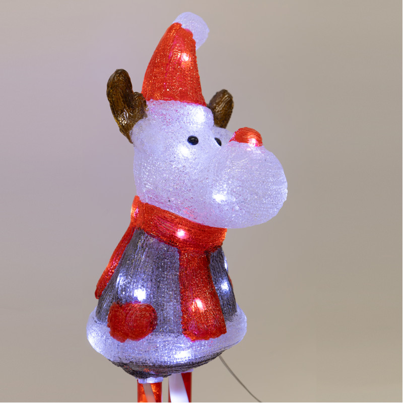 ΑΚΡΥΛΙΚΟ ΕΛΑΦΑΚΙ ME ΠΟΔΙΑ CANDY, 3,5V ΜΕΤΑΣΧΗΜΑΤΙΣΤΗ, 35 ΛΕΥΚΑ LED, ΠΡΟΕΚΤΑΣΗ ΠΑΡΟΧΗΣ 5m, 20x22x70cm, IP44