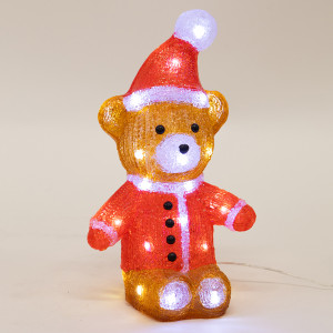 ΑΚΡΥΛΙΚΟΣ ΑΡΚΟΥΔΟΣ ΚΑΦΕ & ΚΟΚΚΙΝΟΣ, 3,5V ΜΕΤΑΣΧΗΜΑΤΙΣΤΗ, 30 ΛΕΥΚΑ LED, ΠΡΟΕΚΤΑΣΗ ΠΑΡΟΧΗΣ 5m, 18x13x31cm, IP44