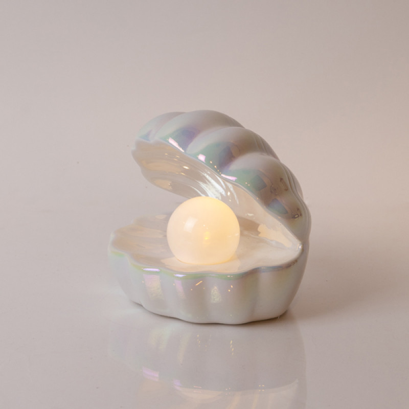 ΚΕΡΑΜΙΚΟ ΜΑΡΓΑΡΙΤΑΡΙ, ΛΕΥΚΟ, ΦΩΤΙΖΟΜΕΝΟ, ΜΠΑΤΑΡΙΑΣ, 1  ΘΕΡΜΟ ΛΕΥΚΟ LED, 14.7x12.5x14cm