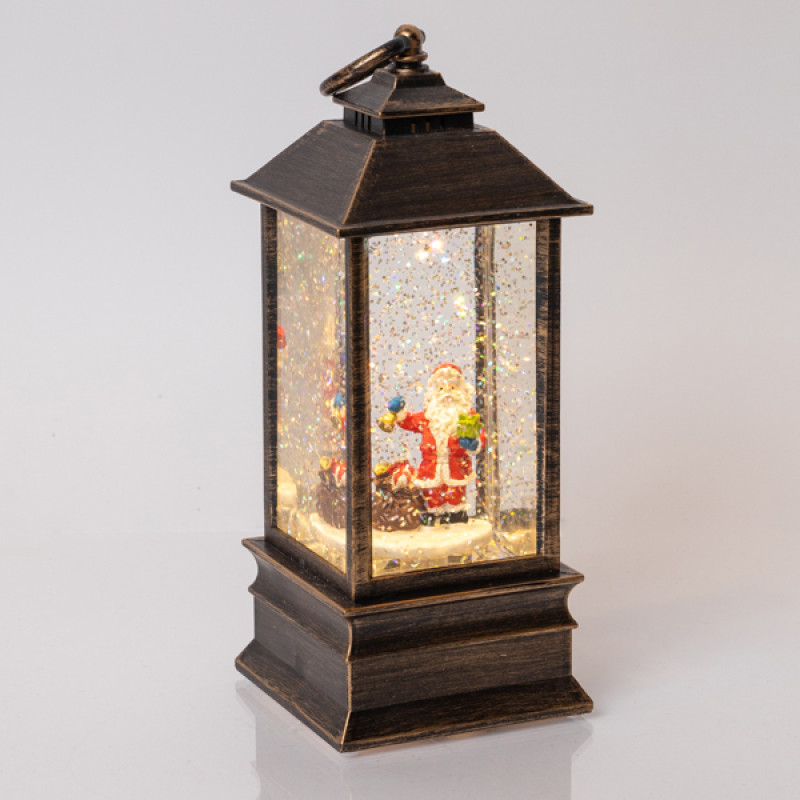 ΠΛΑΣΤΙΚΟ ΦΑΝΑΡΑΚΙ ΜΕ ΑΓΙΟ ΒΑΣΙΛΗ, ΠΑΛΑΙΩΜΕΝΟ ΚΑΦΕ, ΦΩΤΙΖΟΜΕΝΟ, ΜΕ ΝΕΡΟ, ΜΠΑΤΑΡΙΑΣ, 1  ΘΕΡΜΟ ΛΕΥΚΟ LED, 9x9x22cm