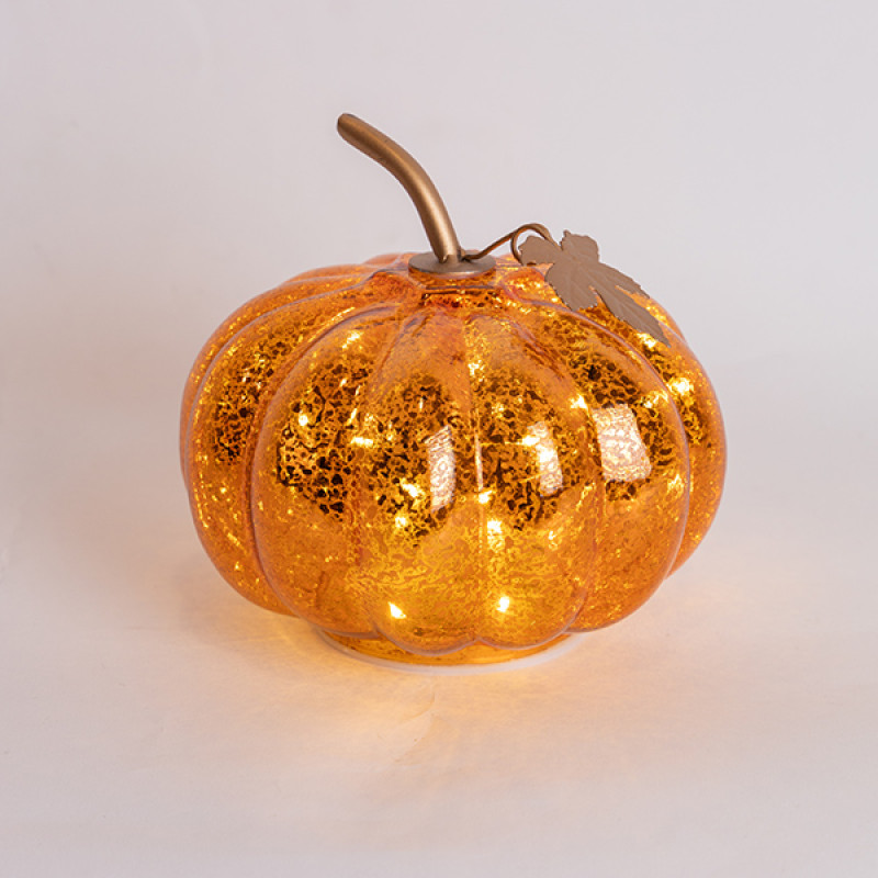 ΓΥΑΛΙΝΗ ΦΩΤΙΖΟΜΕΝΗ ΚΟΛΟΚΥΘΑ, ΧΑΛΚΙΝΗ, 16cm