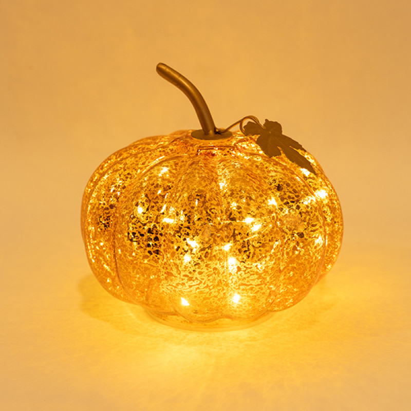 ΓΥΑΛΙΝΗ ΦΩΤΙΖΟΜΕΝΗ ΚΟΛΟΚΥΘΑ, ΧΑΛΚΙΝΗ, 16cm