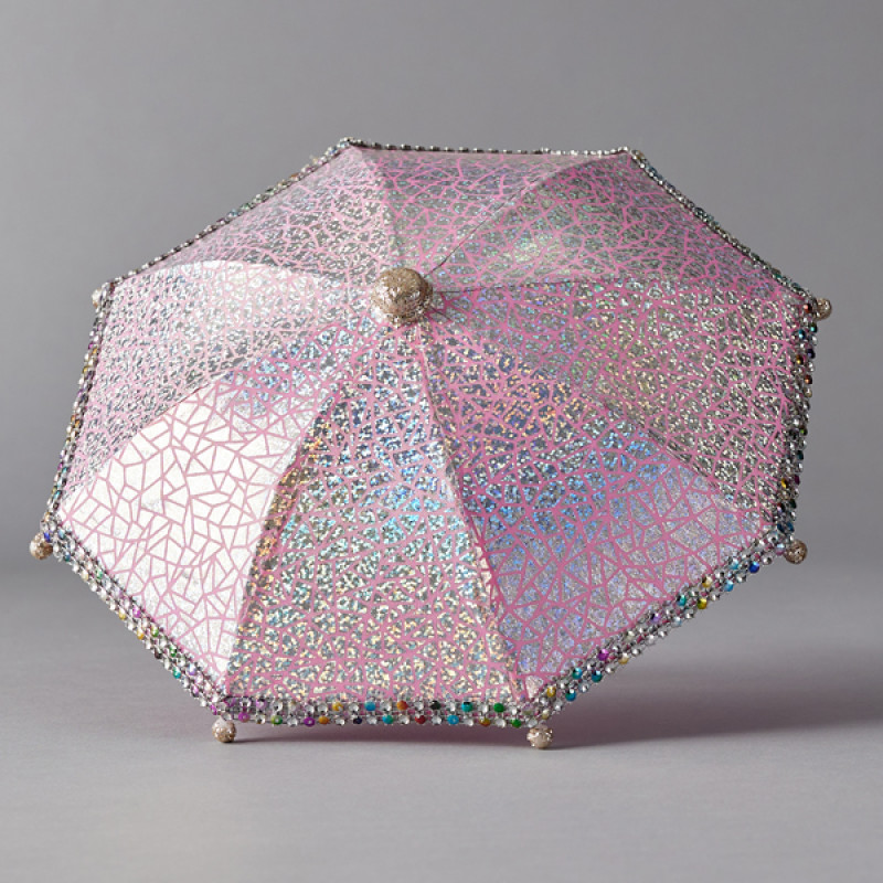 ΟΜΠΡΕΛΑ, ΡΟΖ ΜΕΤΑΛΛΙΚΗ, ΜΕ ΓΚΛΙΤΕΡ, 26x23cm