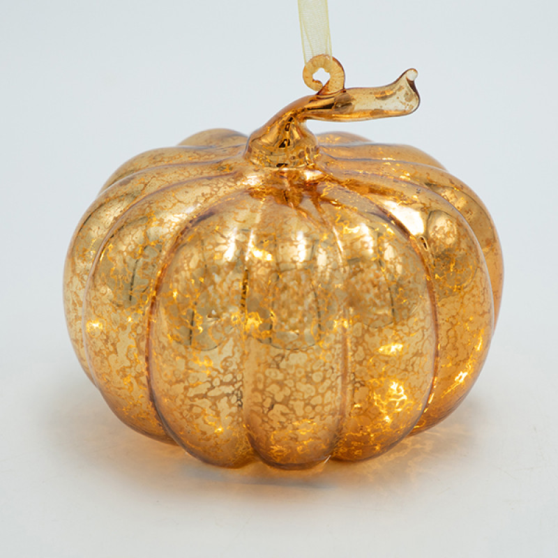 ΓΥΑΛΙΝΗ LED ΦΩΤΙΖΟΜΕΝΗ ΚΟΛΟΚΥΘΑ, ΜΠΑΤΑΡΙΑΣ, ΠΟΡΤΟΚΑΛΙ, 14,5cm