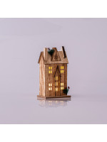 ΞΥΛΙΝΟ ΣΠΙΤΑΚΙ ΦΩΤΙΖΟΜΕΝΟ, 3 LED 5mm, ΜΠΑΤΑΡΙΑΣ, ΘΕΡΜΟ ΛΕΥΚΟ, 17x11x31cm, IP20