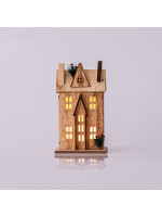 ΞΥΛΙΝΟ ΣΠΙΤΑΚΙ ΦΩΤΙΖΟΜΕΝΟ, 3 LED 5mm, ΜΠΑΤΑΡΙΑΣ, ΘΕΡΜΟ ΛΕΥΚΟ, 17x11x31cm, IP20