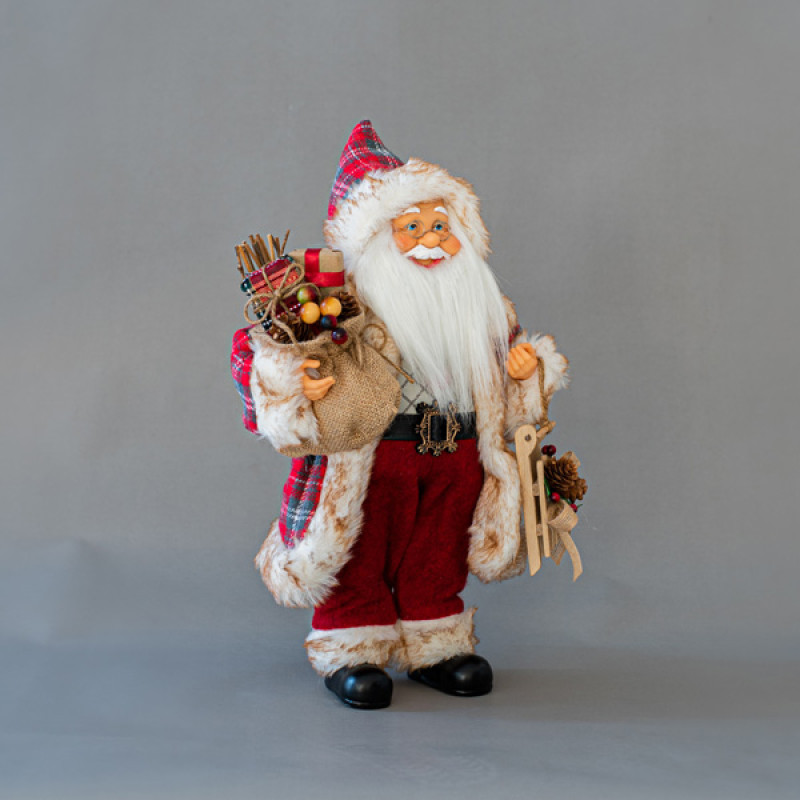 ΑΓΙΟΣ ΒΑΣΙΛΗΣ, ΚΟΚΚΙΝΟ ΚΑΡΟ, ΜΕ ΣΑΚΟ, 40cm