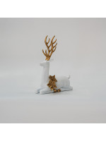 ΚΑΘΙΣΤΟΣ ΤΑΡΑΝΔΟΣ, ΛΕΥΚΟΣ, ΒΕΛΟΥΔΙΝΟΣ, ΜΕ ΧΡΥΣΑ ΛΟΥΛΟΥΔΑΚΙΑ, 27cm