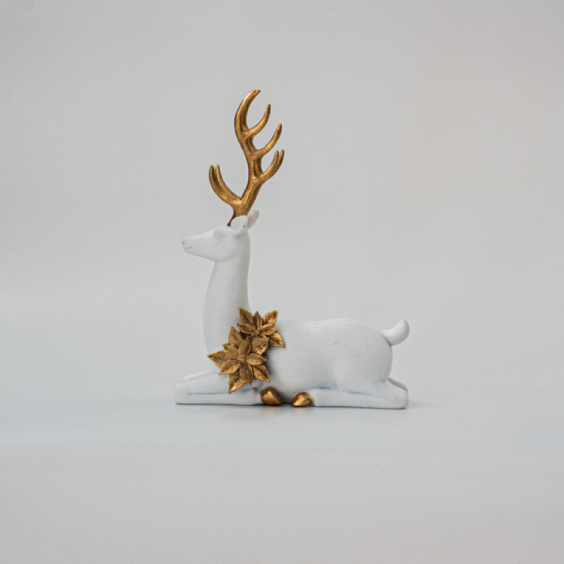 ΚΑΘΙΣΤΟΣ ΤΑΡΑΝΔΟΣ, ΛΕΥΚΟΣ, ΒΕΛΟΥΔΙΝΟΣ, ΜΕ ΧΡΥΣΑ ΛΟΥΛΟΥΔΑΚΙΑ, 27cm