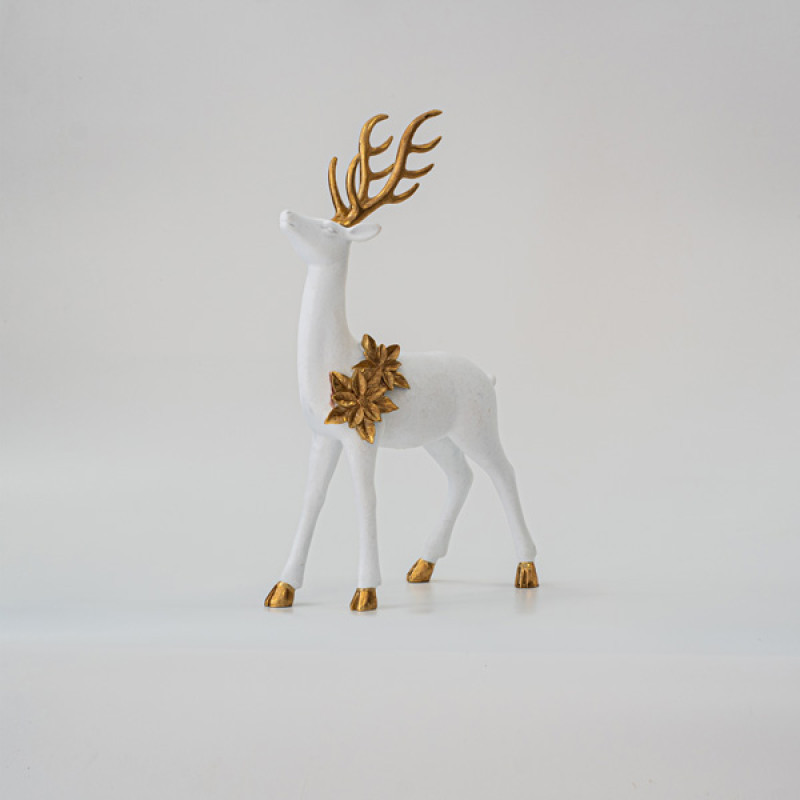 ΤΑΡΑΝΔΟΣ,ΛΕΥΚΟΣ, ΒΕΛΟΥΔΙΝΟΣ, ΜΕ ΧΡΥΣΑ ΛΟΥΛΟΥΔΑΚΙΑ, 35cm