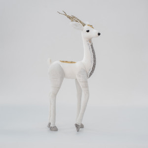 ΒΕΛΟΥΔΙΝΟ ΕΛΑΦΙ, ΛΕΥΚΟ, ΜΕ ΧΡΥΣΟ ΓΚΛΙΤΕΡ, 19x45x8cm