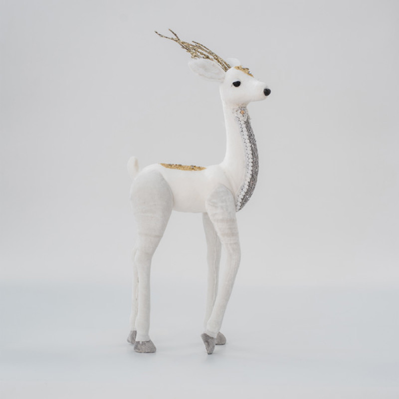 ΒΕΛΟΥΔΙΝΟ ΕΛΑΦΙ, ΛΕΥΚΟ, ΜΕ ΧΡΥΣΟ ΓΚΛΙΤΕΡ, 19x45x8cm