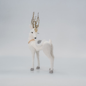 ΒΕΛΟΥΔΙΝΟ ΕΛΑΦΙ, ΛΕΥΚΟ, ΜΕ ΧΡΥΣΟ ΓΚΛΙΤΕΡ, 19x39x8cm