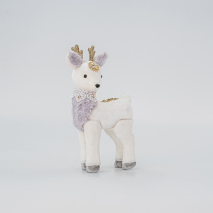 ΒΕΛΟΥΔΙΝΟ ΤΑΡΑΝΔΑΚΙ, ΛΕΥΚΟ, ΜΕ ΧΡΥΣΟ ΓΚΛΙΤΕΡ, 12x7x23cm