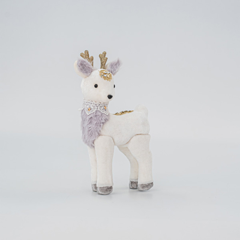 ΒΕΛΟΥΔΙΝΟ ΤΑΡΑΝΔΑΚΙ, ΛΕΥΚΟ, ΜΕ ΧΡΥΣΟ ΓΚΛΙΤΕΡ, 12x7x23cm