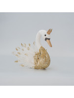 ΒΕΛΟΥΔΙΝΟΣ ΚΥΚΝΟΣ, ΛΕΥΚΟΣ, ΜΕ ΧΡΥΣΟ ΓΚΛΙΤΕΡ, 27x22x28cm