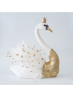 ΒΕΛΟΥΔΙΝΟΣ ΚΥΚΝΟΣ, ΛΕΥΚΟΣ, ΜΕ ΧΡΥΣΟ ΓΚΛΙΤΕΡ, 50cm