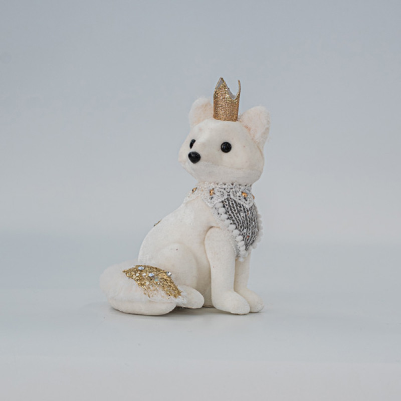 ΒΕΛΟΥΔΙΝΗ ΑΛΕΠΟΥ, ΛΕΥΚΗ, ΜΕ ΧΡΥΣΟ ΓΚΛΙΤΕΡ, 14x13x7cm