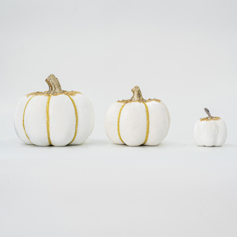 ΒΕΛΟΥΔΙΝΗ ΚΟΛΟΚΥΘΑ, ΛΕΥΚΗ, ΜΕ ΧΡΥΣΟ ΓΚΛΙΤΕΡ, 20cm