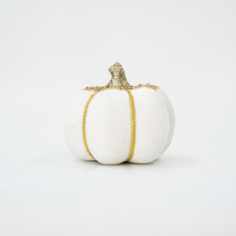 ΒΕΛΟΥΔΙΝΗ ΚΟΛΟΚΥΘΑ, ΛΕΥΚΗ, ΜΕ ΧΡΥΣΟ ΓΚΛΙΤΕΡ, 15cm